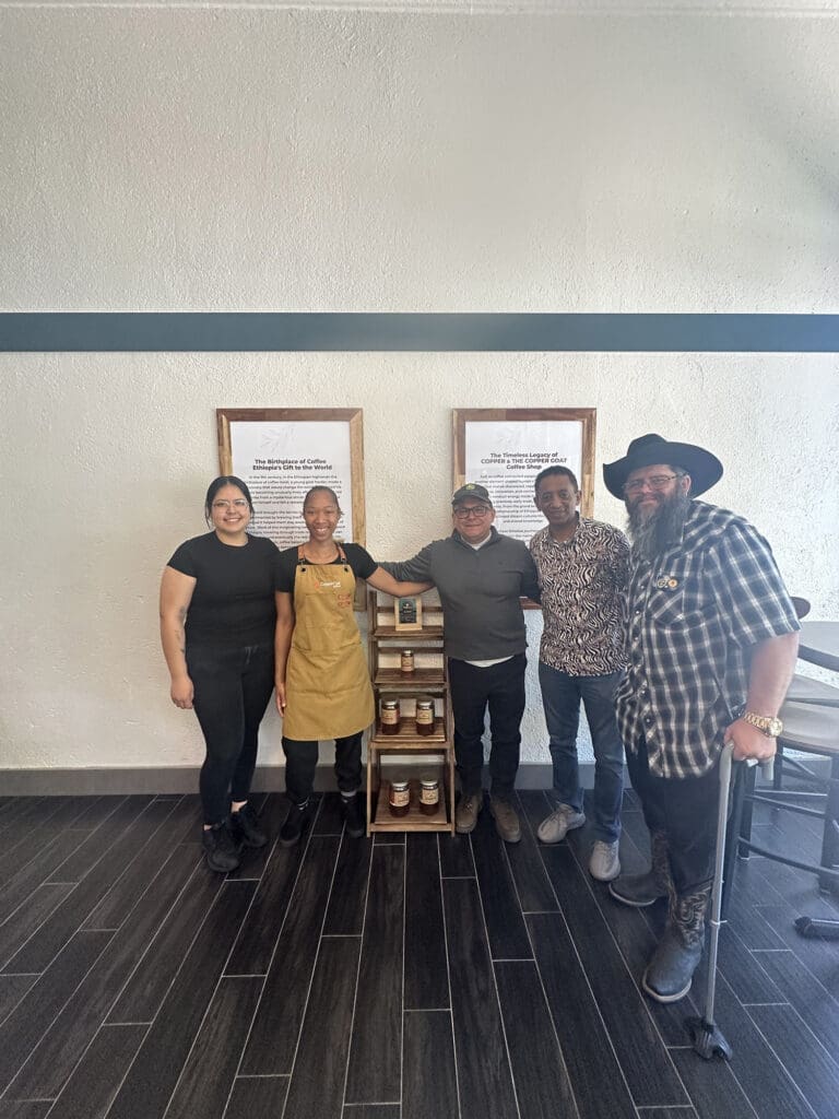 Joe at the coffee shop with friends